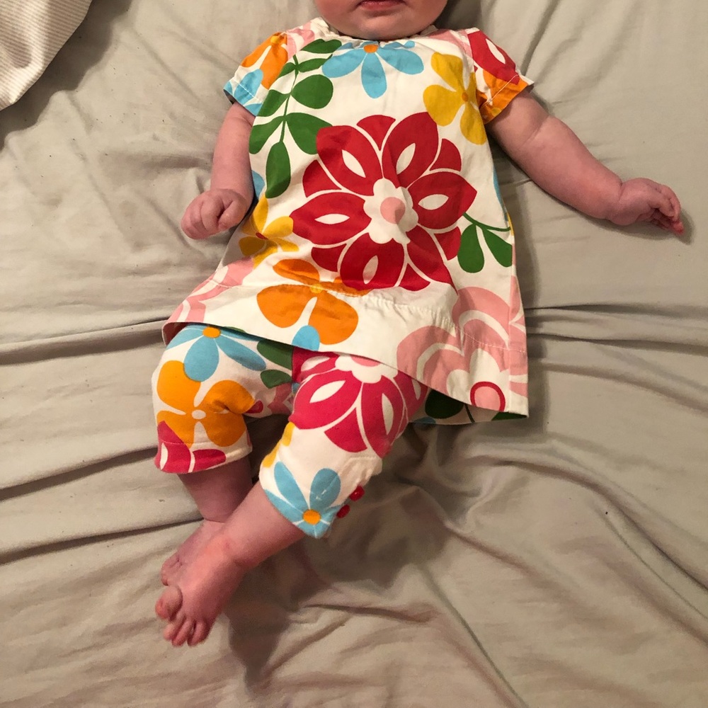 Gap floral dress and tights